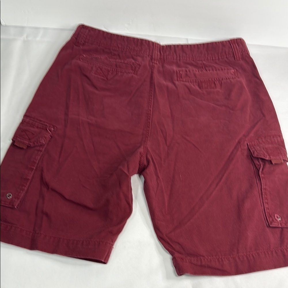 Red Cargo Shorts Knee-Length Cotton Blend - Picture 2 of 8